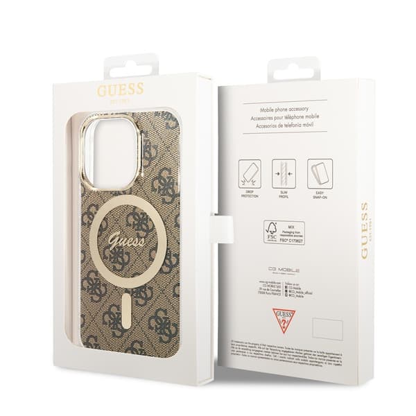 Guess iPhone 15 Pro Skal 4G Pattern MagSafe Brun