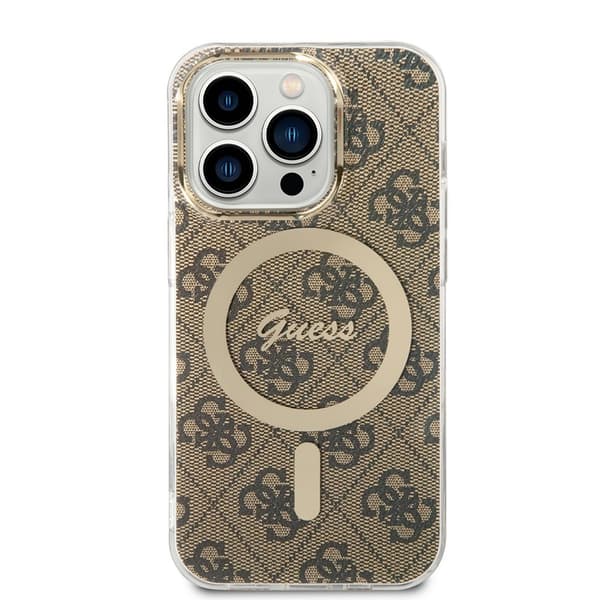 Guess iPhone 15 Pro Skal 4G Pattern MagSafe Brun