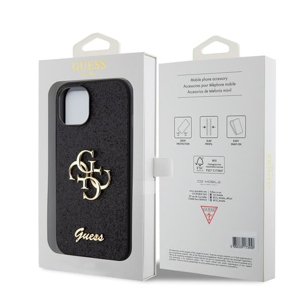Guess iPhone 15 Skal Fixed Glitter Svart