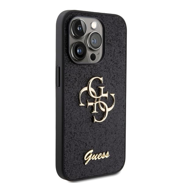 Guess iPhone 15 Pro Kuori Fixed Glitter Musta