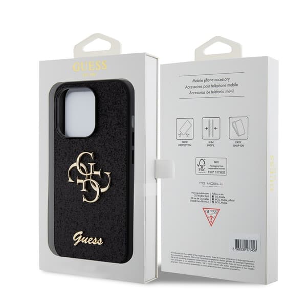 Guess iPhone 15 Pro Kuori Fixed Glitter Musta