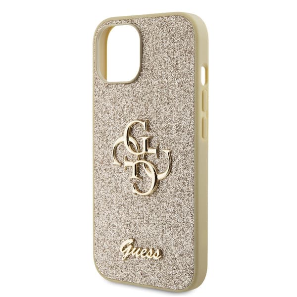 Guess iPhone 15 Skal Fixed Glitter Guld