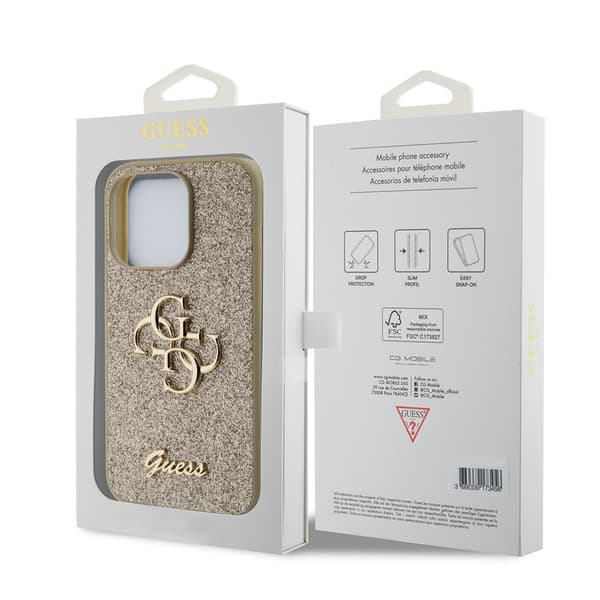Guess iPhone 15 Pro Kuori Fixed Glitter Kulta
