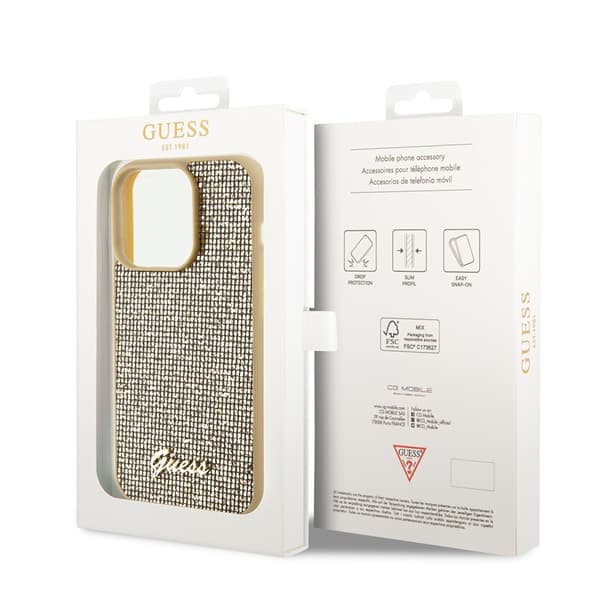Guess iPhone 15 Pro Skal Square Mirror Guld