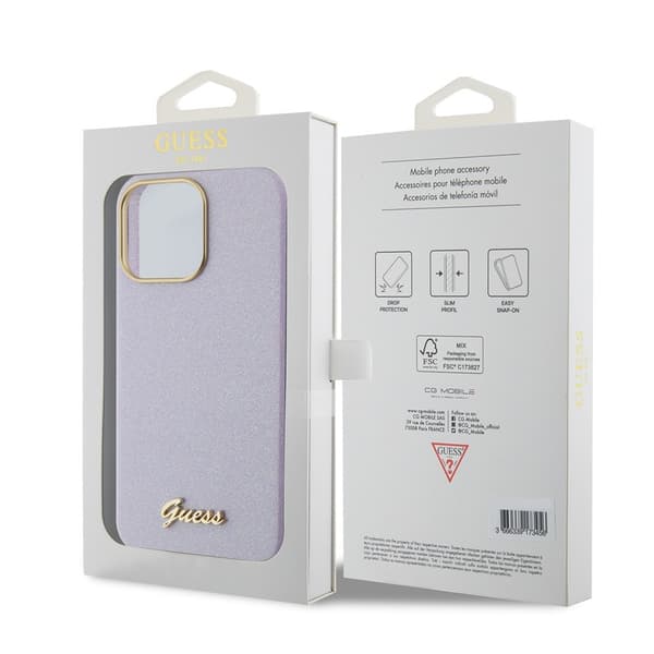 Guess iPhone 15 Pro Max Cover Full Glitter Wrapped Lilac