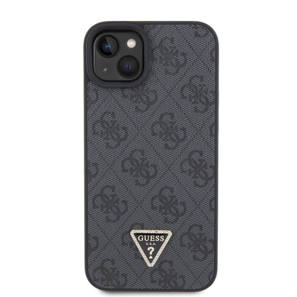 Guess iPhone 15 Kuori Metal Logo Strass Crossbody Strap Musta