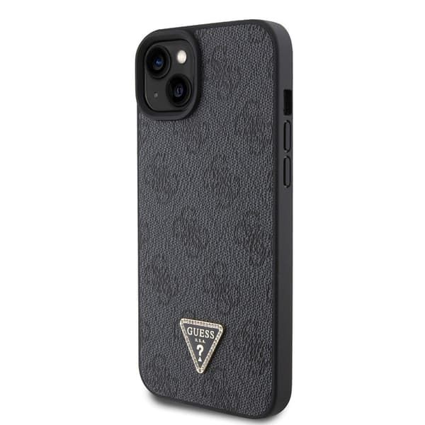 Guess iPhone 15 Kuori Metal Logo Strass Crossbody Strap Musta