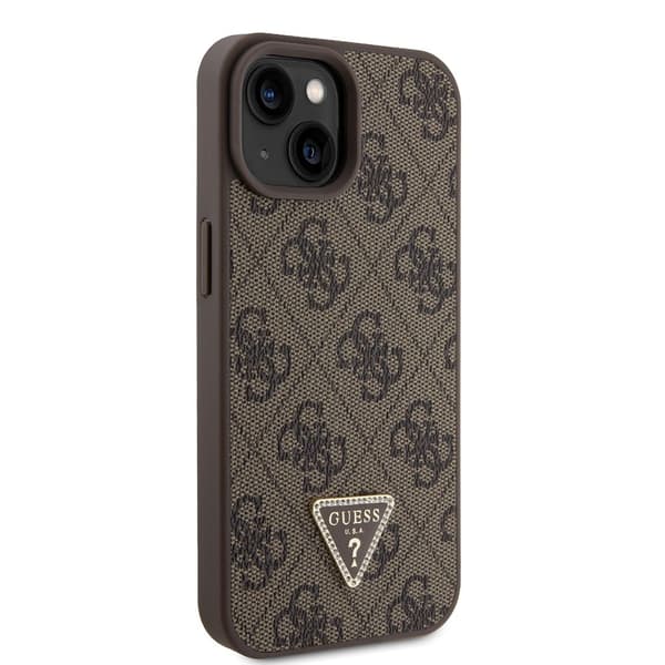Guess iPhone 15 Kuori Metal Logo Strass Crossbody Strap Ruskea