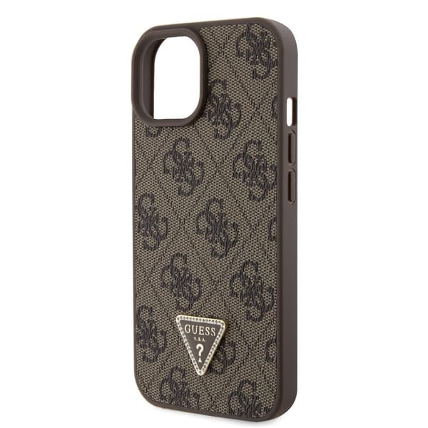 Guess iPhone 15 Kuori Metal Logo Strass Crossbody Strap Ruskea