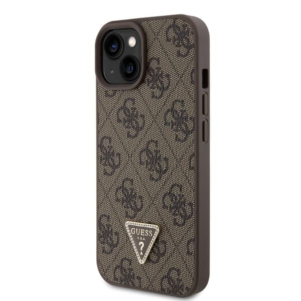 Guess iPhone 15 Kuori Metal Logo Strass Crossbody Strap Ruskea
