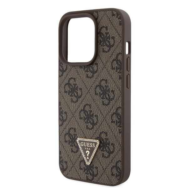 Guess iPhone 15 Pro Skal Metal Logo Strass Crossbody Strap Brun