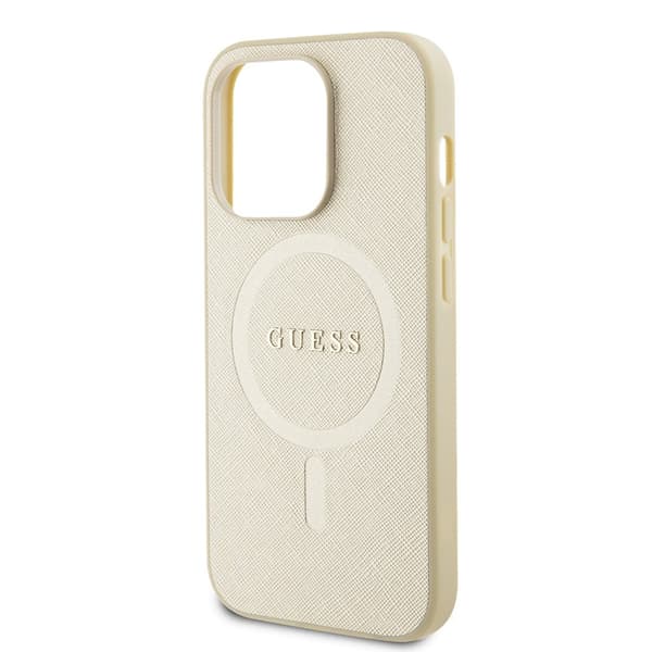 Guess iPhone 15 Pro Skal Saffiano MagSafe Beige