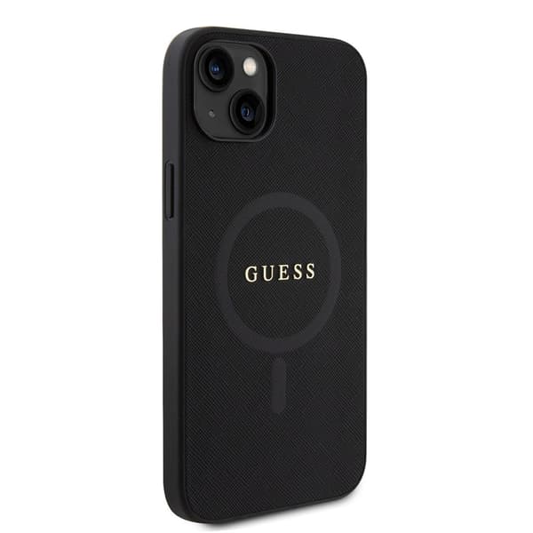 Guess iPhone 15 Kuori Saffiano MagSafe Musta