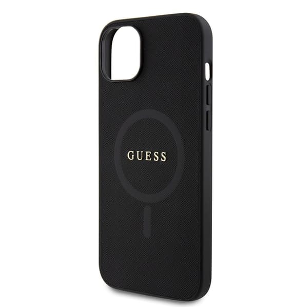Guess iPhone 15 Kuori Saffiano MagSafe Musta