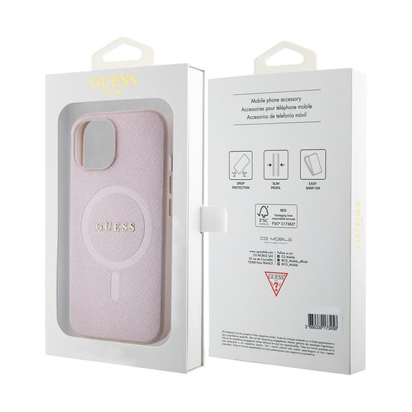 Guess iPhone 15 Skal Saffiano MagSafe Rosa