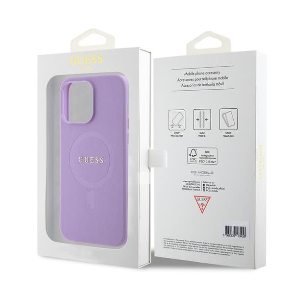 Guess iPhone 15 Pro Max Kuori Saffiano MagSafe Violetti