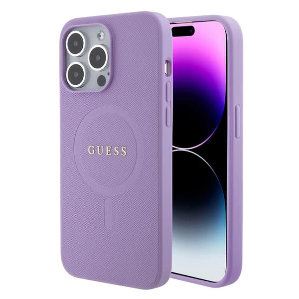 Guess iPhone 15 Pro Max Kuori Saffiano MagSafe Violetti