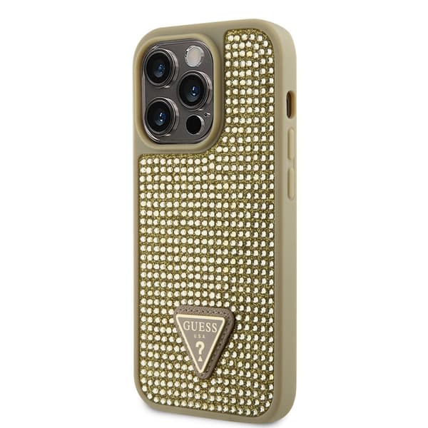 Guess iPhone 15 Pro Kuori Rhinestone Kulta