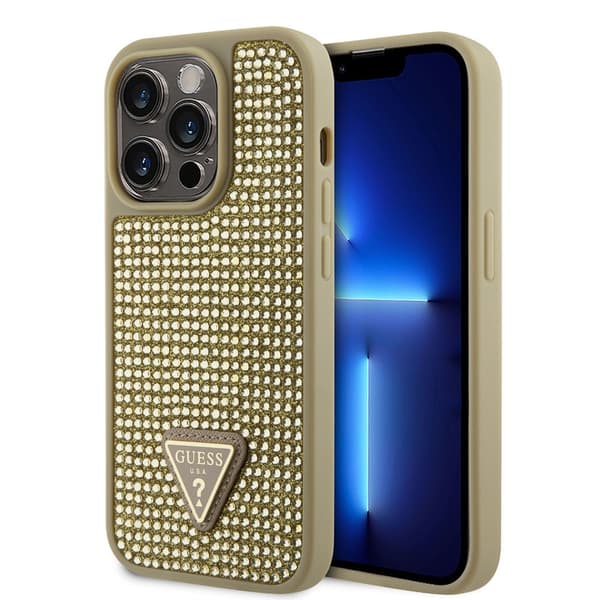 Guess iPhone 15 Pro Kuori Rhinestone Kulta