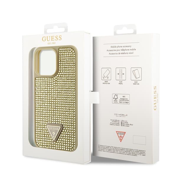 Guess iPhone 15 Pro Max Kuori Rhinestone Kulta