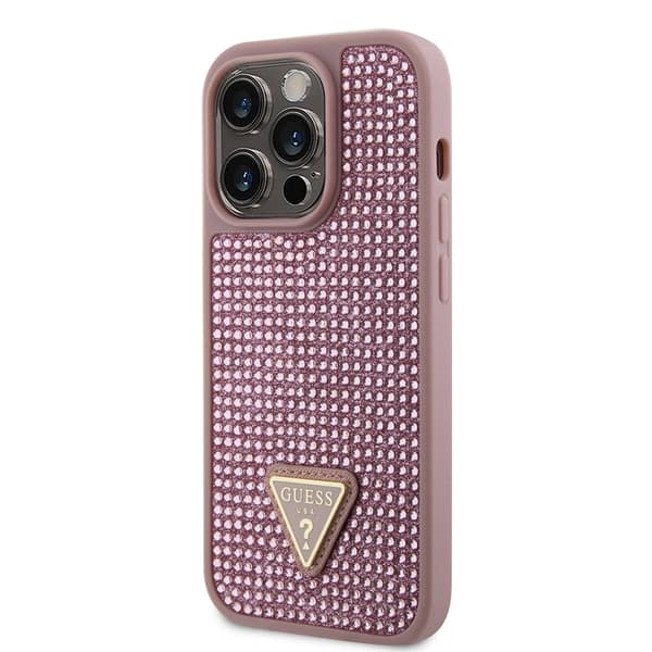 Guess iPhone 15 Pro Skal Rhinestone Rosa