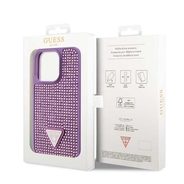 Guess iPhone 15 Pro Kuori Rhinestone Violetti