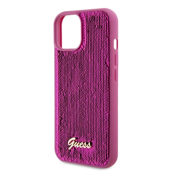 Guess iPhone 15 Skal Sequin Fuschia