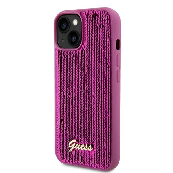 Guess iPhone 15 Skal Sequin Fuschia