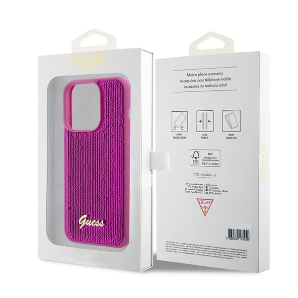 Guess iPhone 15 Pro Kuori Sequin Fuschia