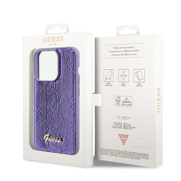 Guess iPhone 15 Pro Max Kuori Sequin Violetti