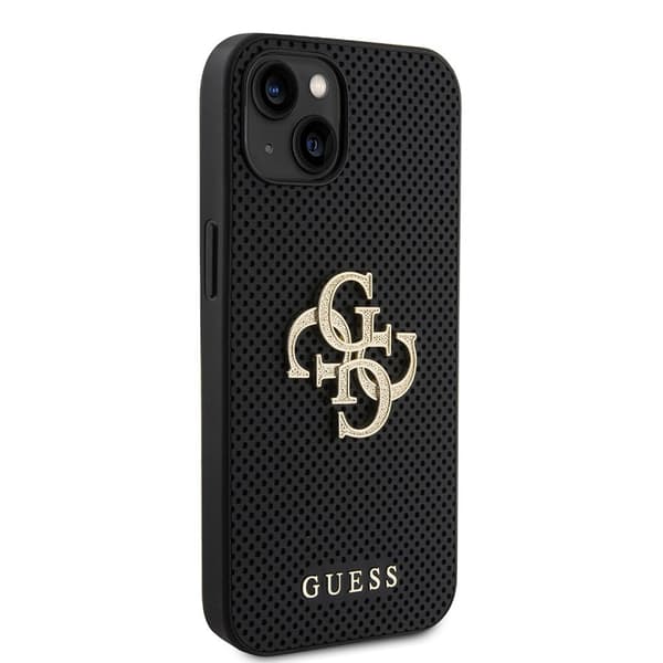 Guess iPhone 15 Kuori Perforated Glitter Musta