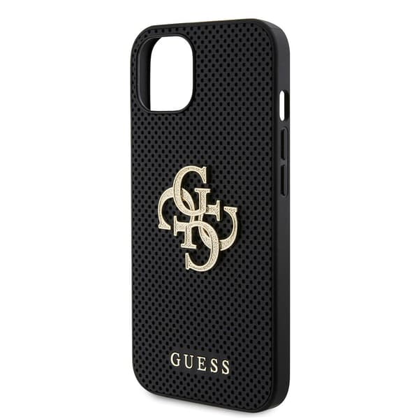Guess iPhone 15 Kuori Perforated Glitter Musta