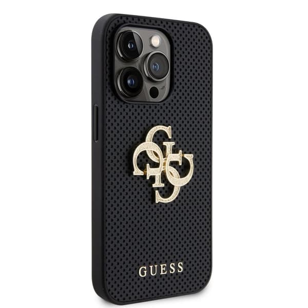 Guess iPhone 15 Pro Kuori Perforated Glitter Musta