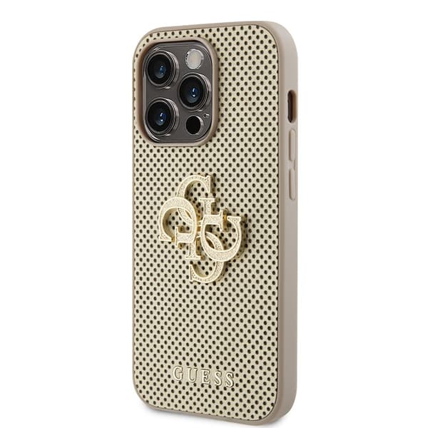 Guess iPhone 15 Pro Max Skal Perforated Glitter Guld