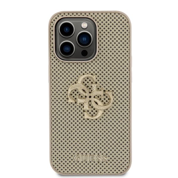 Guess iPhone 15 Pro Max Skal Perforated Glitter Guld
