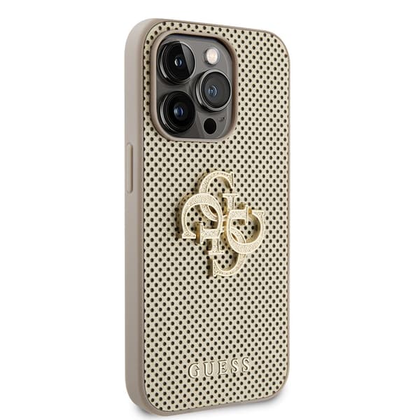 Guess iPhone 15 Pro Max Skal Perforated Glitter Guld