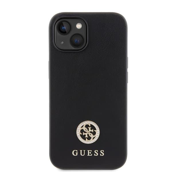 Guess iPhone 15 Skal Metal Logo Strass Svart