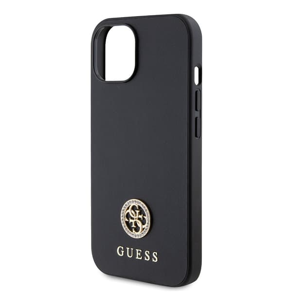 Guess iPhone 15 Skal Metal Logo Strass Svart
