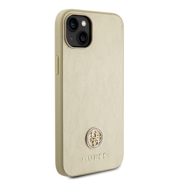 Guess iPhone 15 Kuori Metal Logo Strass Kulta
