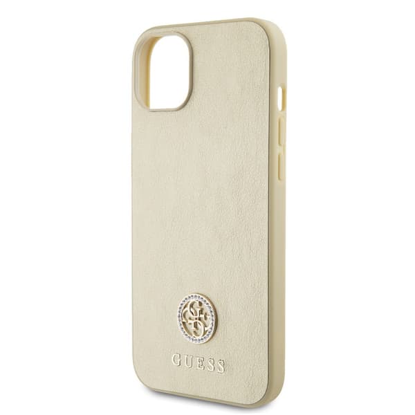 Guess iPhone 15 Kuori Metal Logo Strass Kulta
