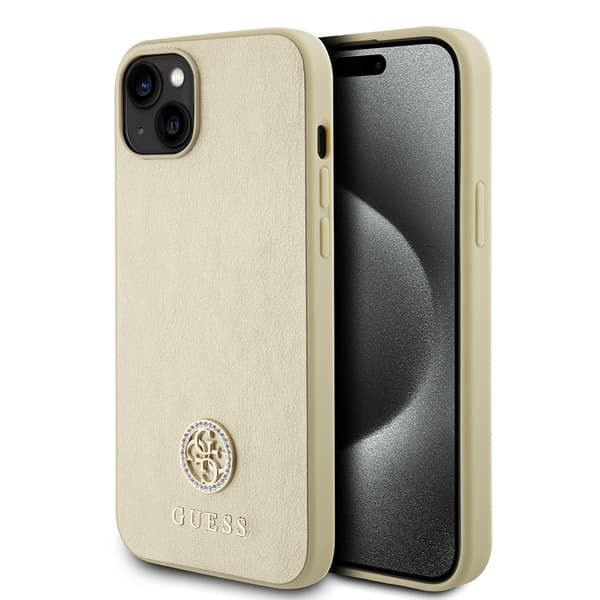 Guess iPhone 15 Kuori Metal Logo Strass Kulta