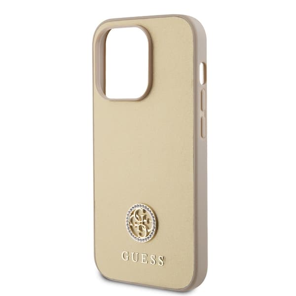 Guess iPhone 15 Pro Max Kuori Metal Logo Strass Kulta