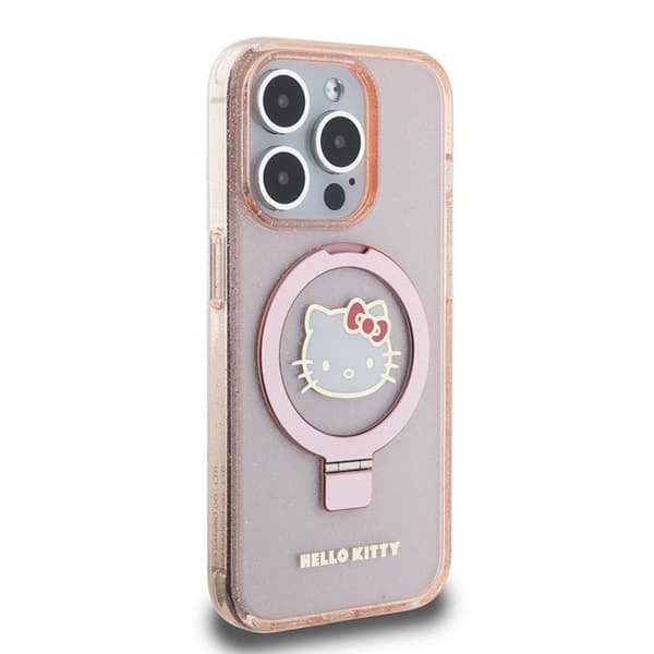 Hello Kitty iPhone 15 Pro Kuori Ring Stand MagSafe Vaaleanpunainen