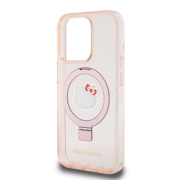 Hello Kitty iPhone 15 Pro Max Kuori Ring Stand MagSafe Vaaleanpunainen