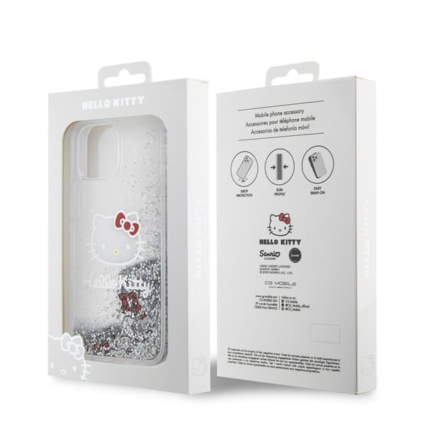 Hello Kitty iPhone 15 Kuori Liquid Glitter Translucent