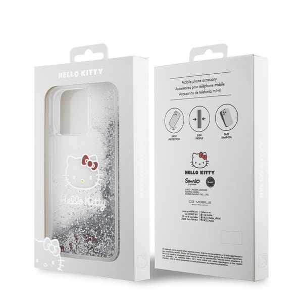 Hello Kitty iPhone 15 Pro Max Kuori Liquid Glitter Translucent