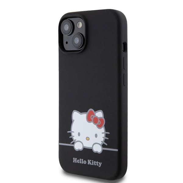Hello Kitty iPhone 15 Kuori Liquid Silicone Musta