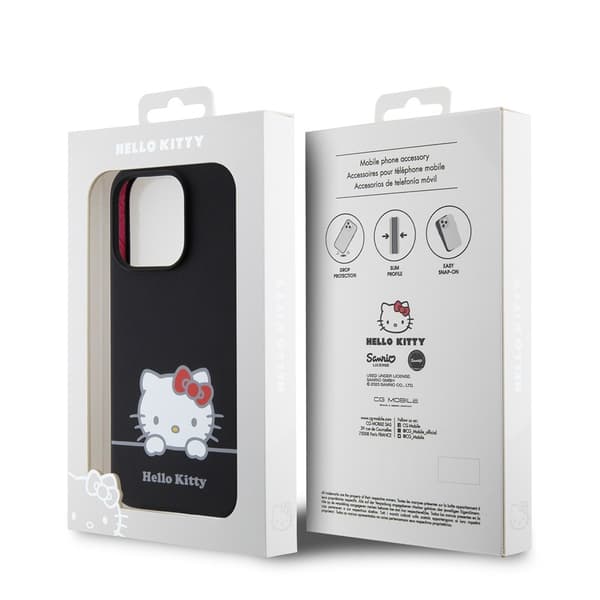 Hello Kitty iPhone 15 Pro Skal Liquid Silicone Svart
