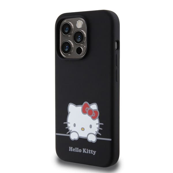 Hello Kitty iPhone 15 Pro Skal Liquid Silicone Svart