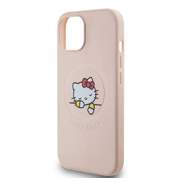 Hello Kitty iPhone 15 Skal Debossed Logo MagSafe Rosa